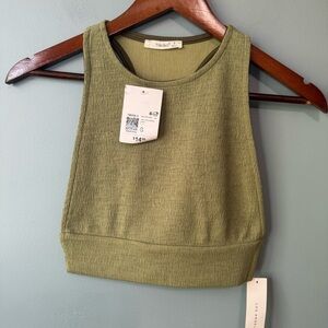 Forever 21 Timing Cropped Knit Baby Tank Top in Sage Green. Size Small. NWT